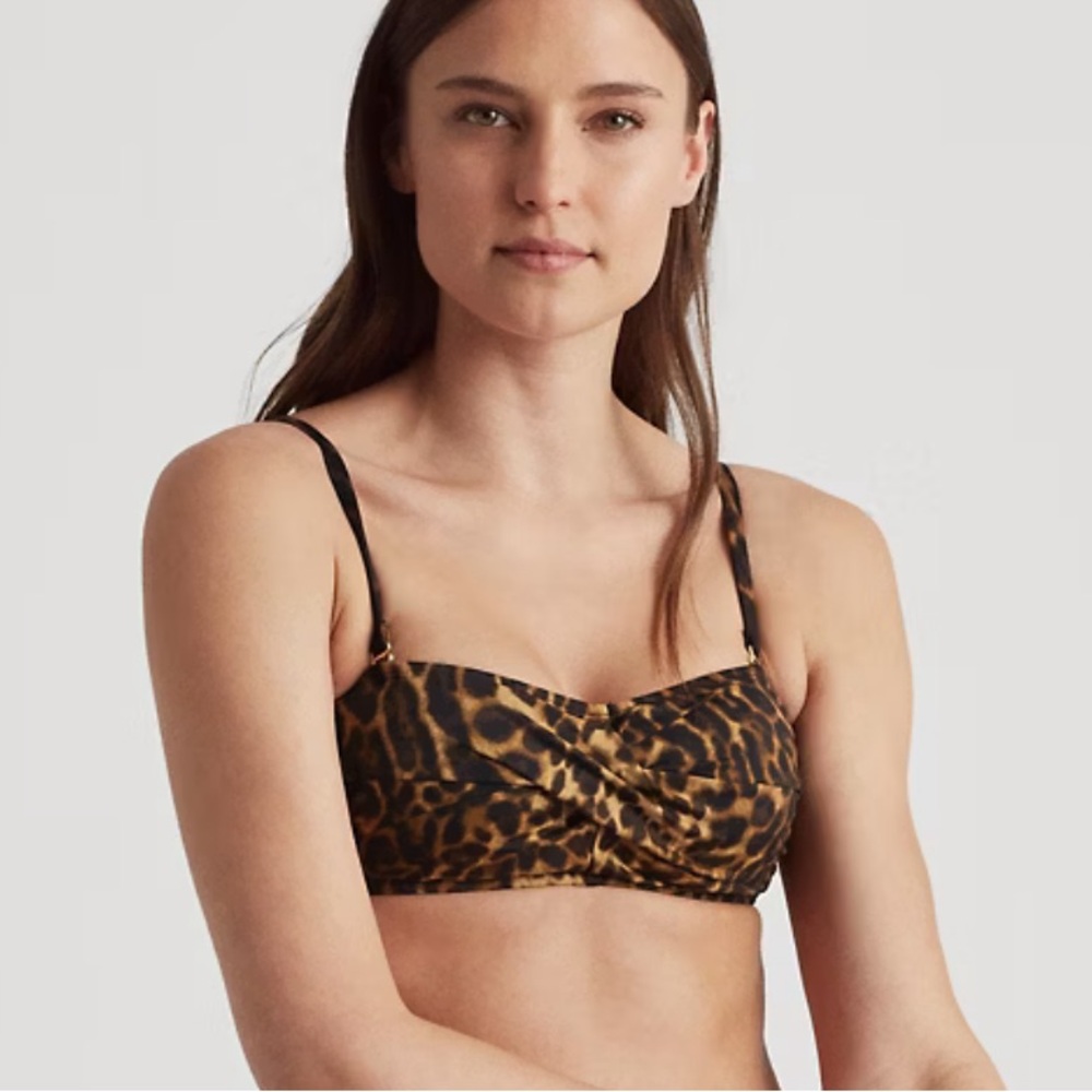 Ralph Lauren Leopard Print Bandeau Bikini Top | Wild & Sexy | Size 12 | NWT